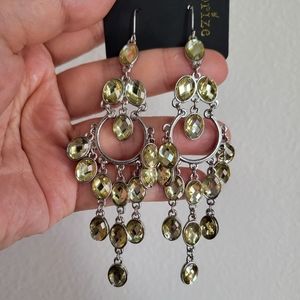 Yellow crystal rhinestone boho  gypsy chandelier earrings